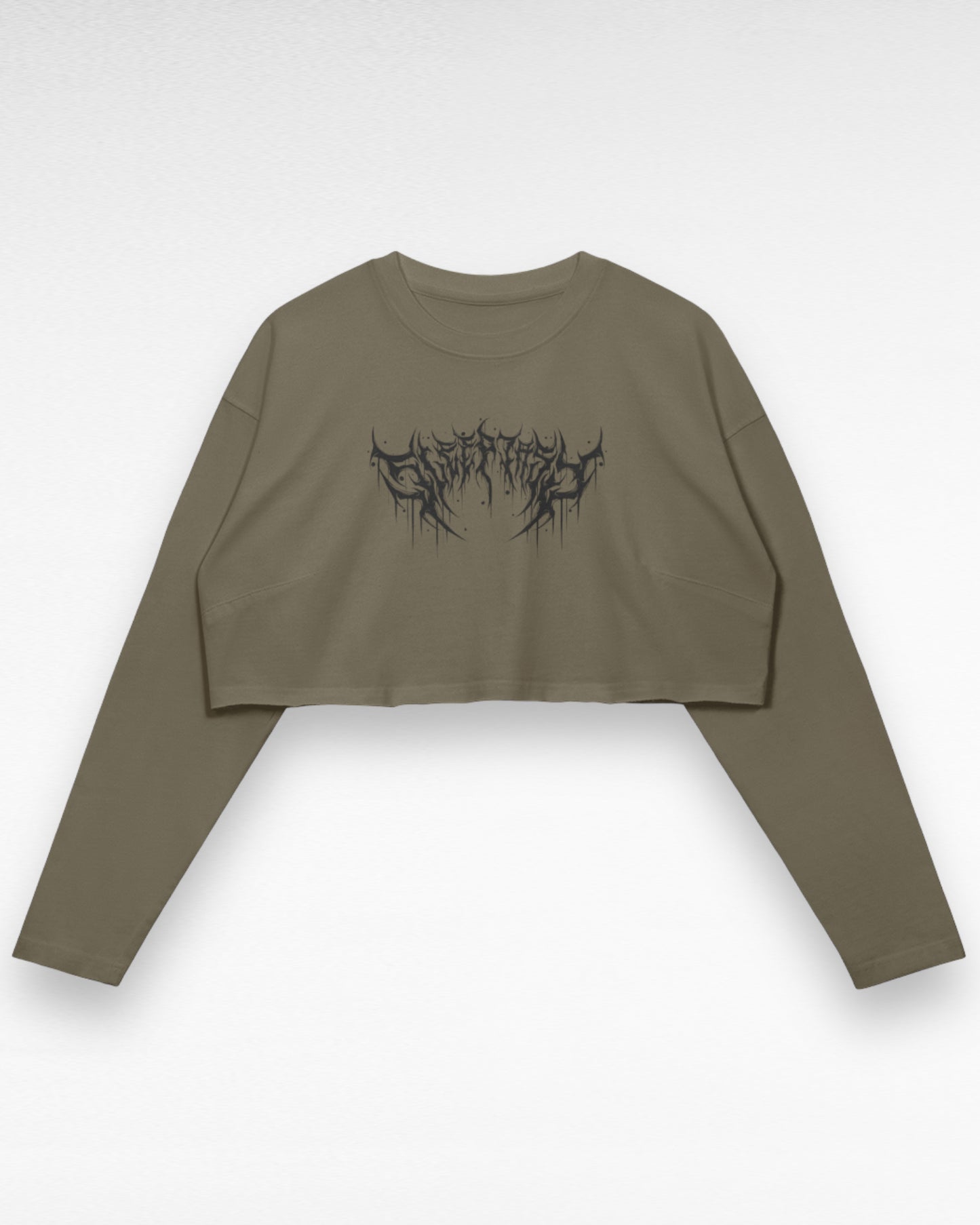 Raw Hem Longsleeve Metal Logo Crop Top