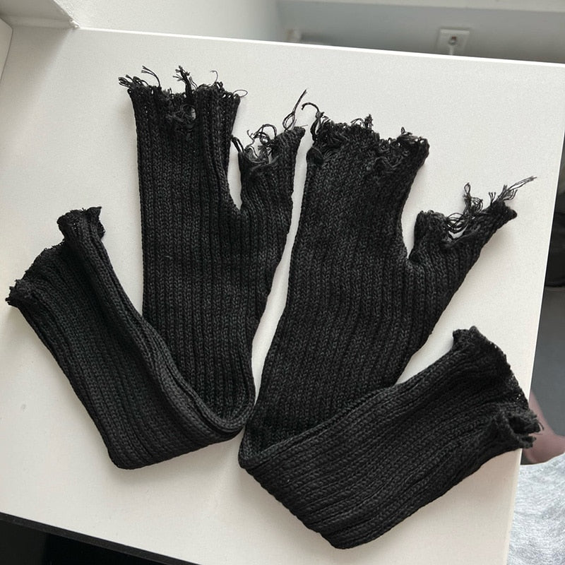 Ripped Fingerless Gloves [2 Colors]