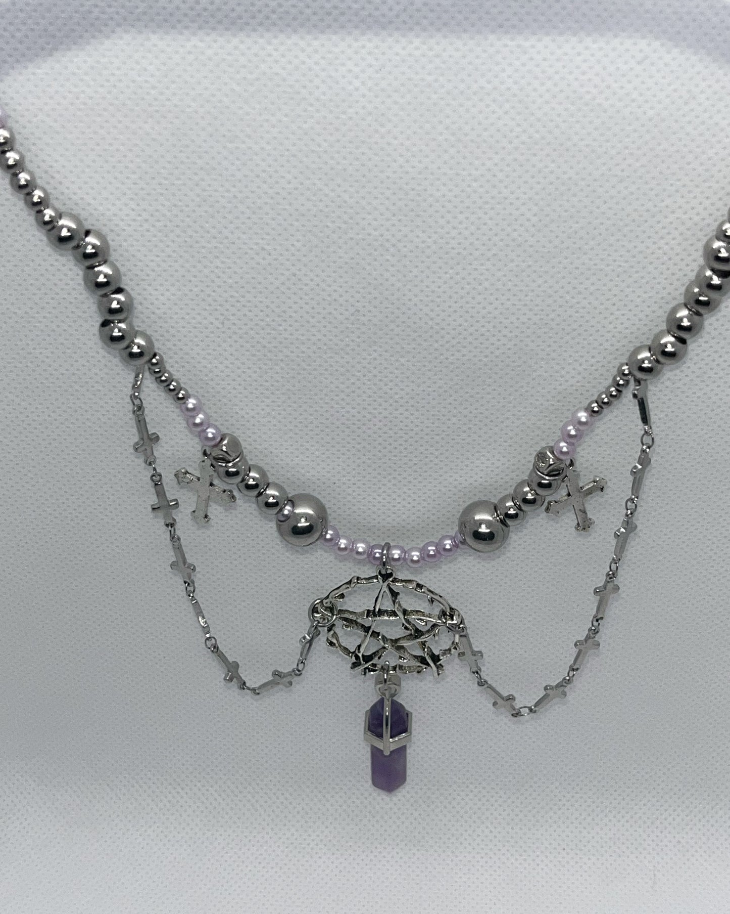 Purple Crystal Pentagram Necklace