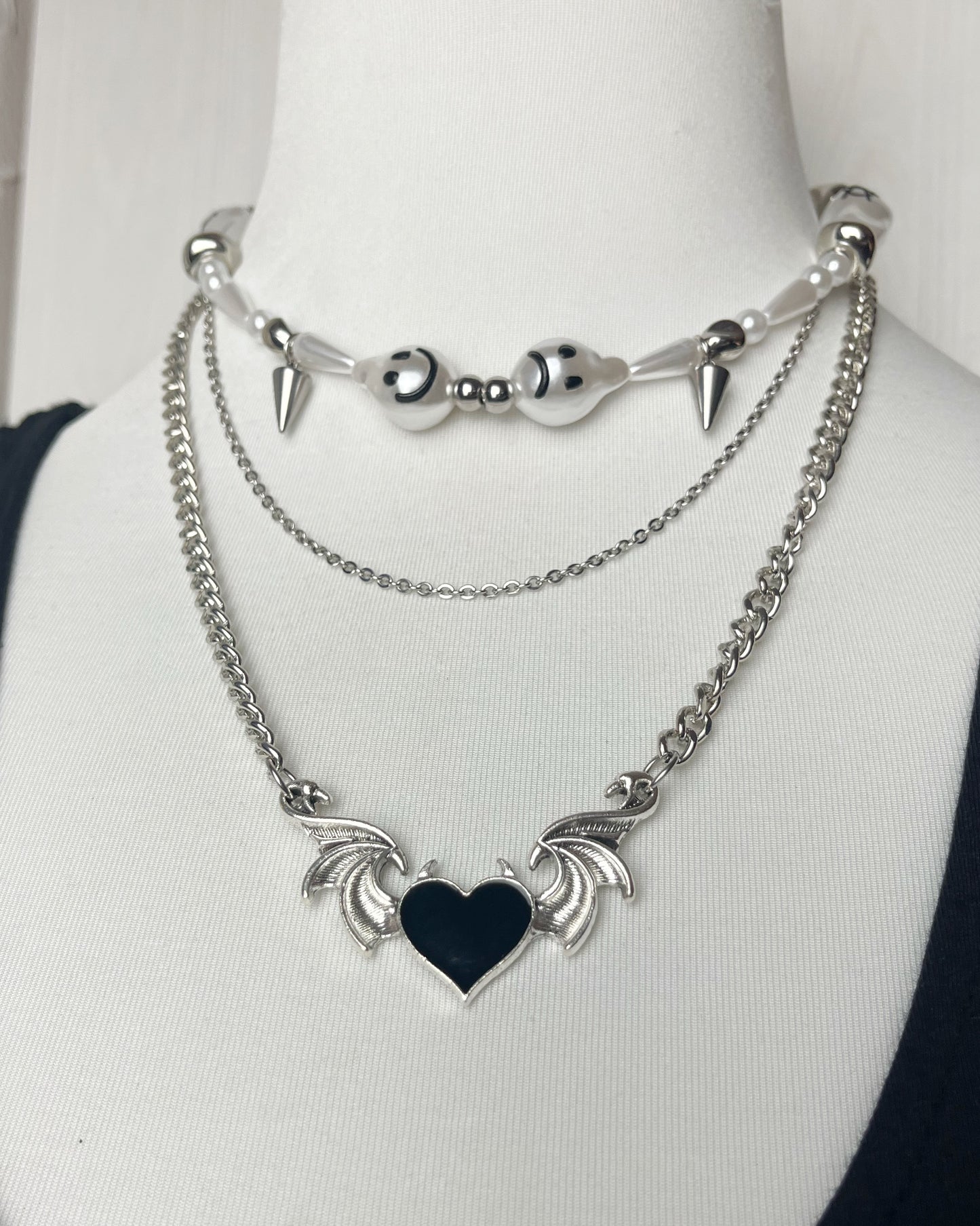 Happy Sad Pearl Heart Necklace